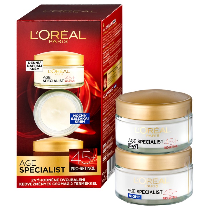 L'Oréal Paris Age Specialist duopack (nappali+éjszakai krém) 45+, 2x50 ml