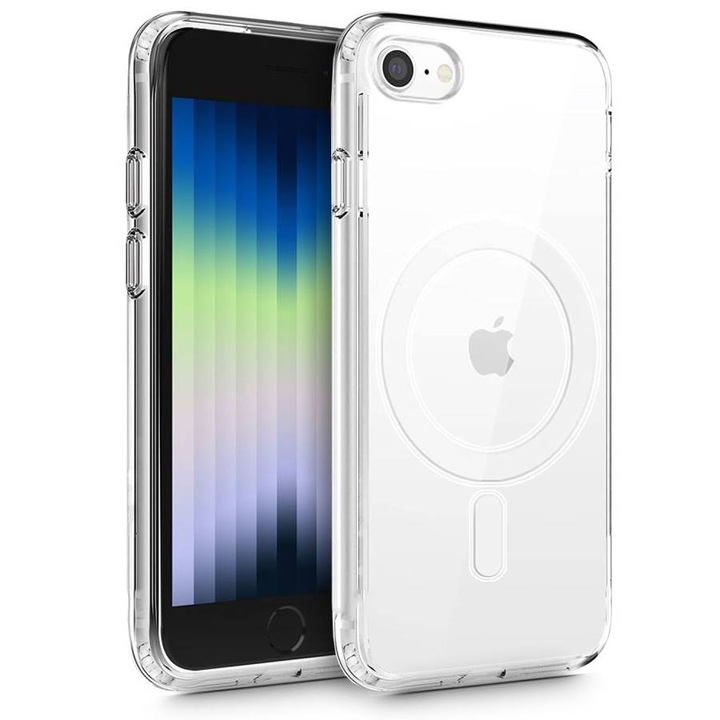 Husa pentru iPhone 7 / 8 / SE 2020 / SE 2022, husa de protectie, silicon, Incarcare Magsafe, Transparent, MON-BBL5971