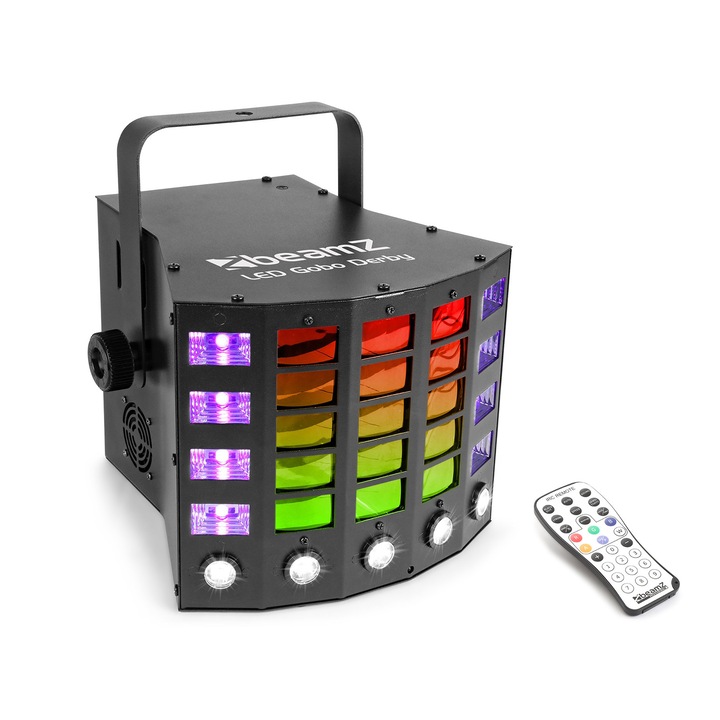BeamZ Gobo Derby (8x3W) RGBA 15 optikás + UV + Stroboszkóp DMX derby fényeffekt