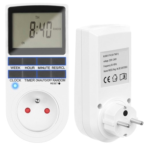 Ceas Timer Priza Programabila SmartPlug WTO®, 16 A, Protectie copii, Display LCD ...