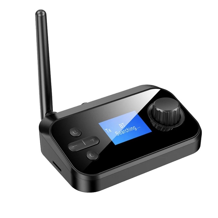 C41 Bluetooth 5.0 audio adó/vevő adapter, 3.5 mm Jack ki és bemenet, optikai és koaxiális bemenetekkel, TF kártyaolvasóval, LCD kijelzővel