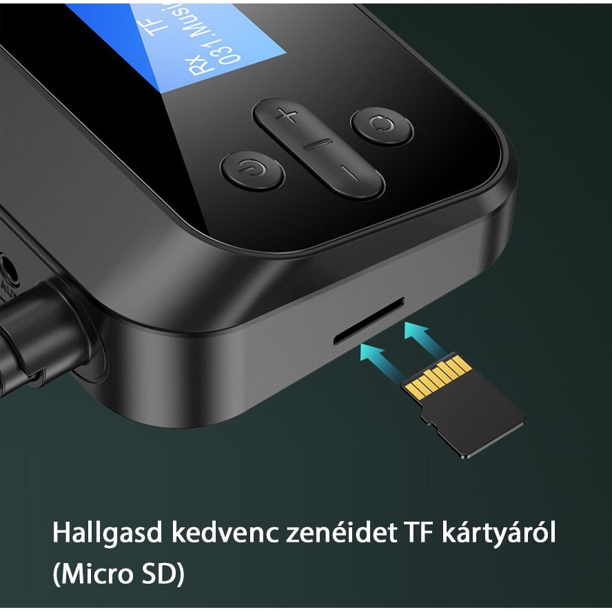 C41 Bluetooth 5.0 audio adó/vevő adapter, 3.5 mm Jack ki és