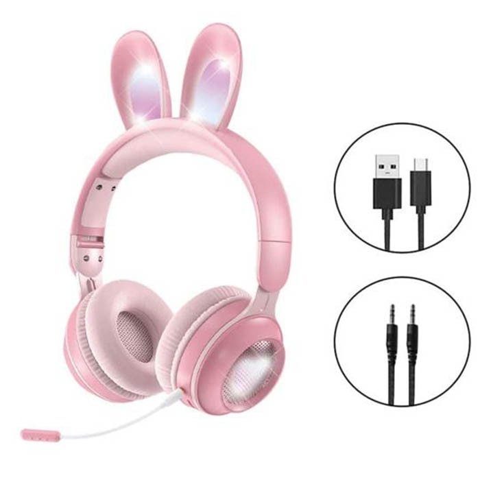 Casti Rabbit Ear, Kosiil®, LED, Microfon, Roz