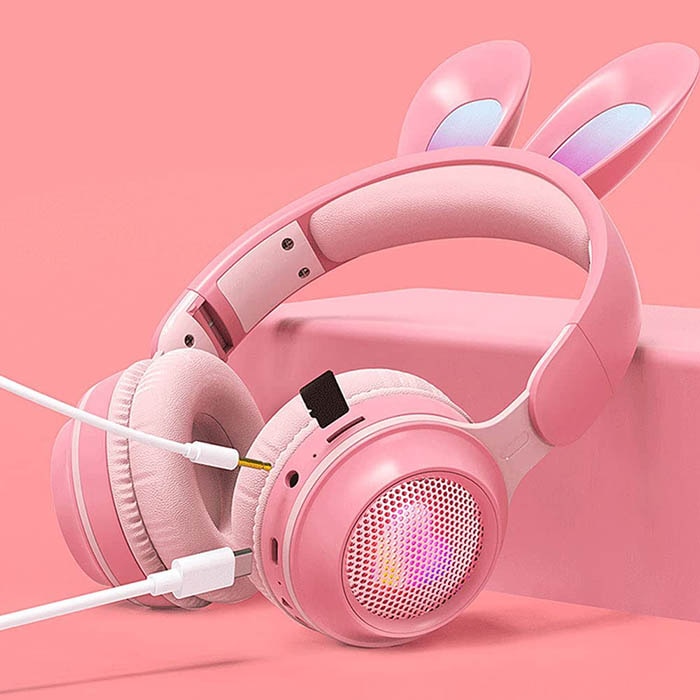 Casti Rabbit Ear, Kosiil®, LED, Microfon, Roz