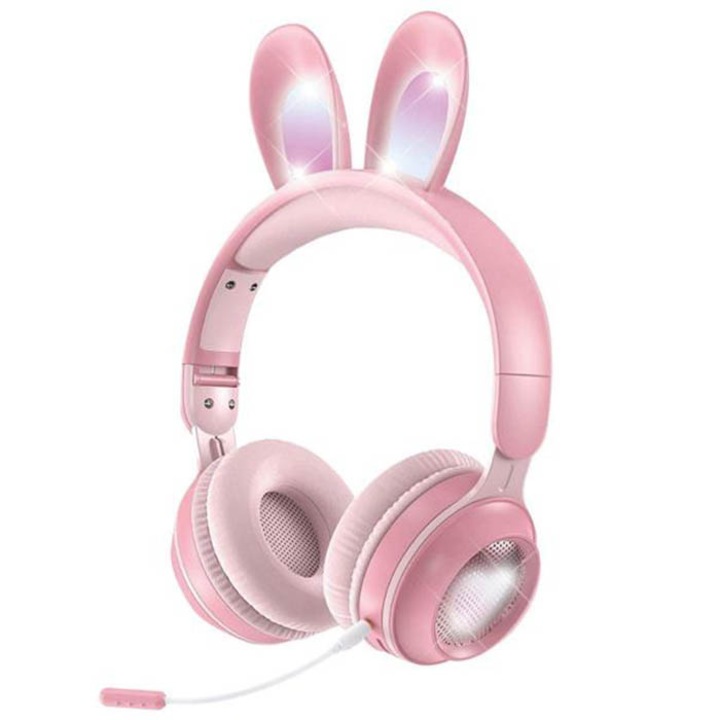 Casti Rabbit Ear, Kosiil®, LED, Microfon, Roz