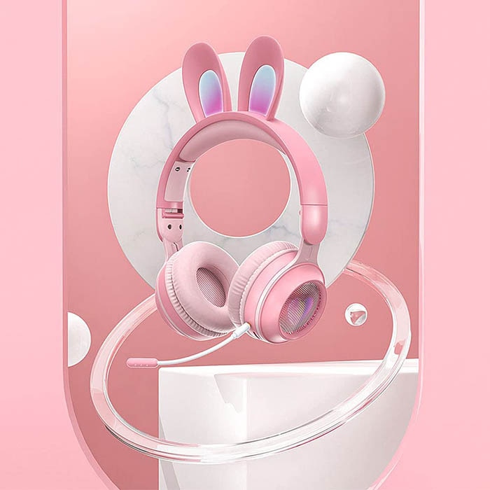 Casti Rabbit Ear, Kosiil®, LED, Microfon, Roz