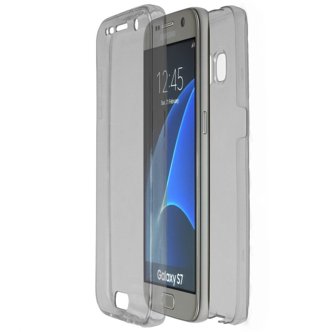 Husa Full TPU 360° (fata + spate), ultra-slim 0.3 mm pentru Samsung Galaxy S7, Gri transparent