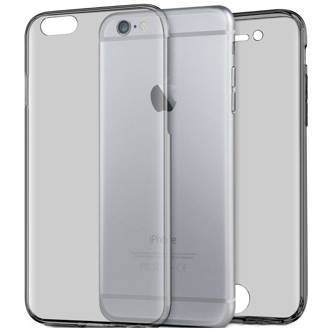Husa Full TPU 360° (fata + spate), ultra-slim 0.3 mm pentru Apple iPhone 6 Plus / 6S Plus, Gri Transparent