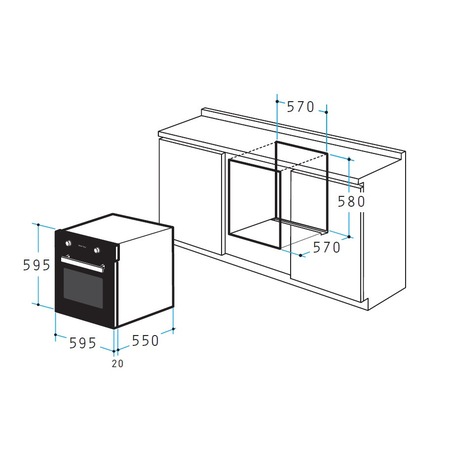 Pachet Pyramis ECOLINE Hibrid, cuptor 1007 si plita electrica mixta HO8240, Clasa A, Sticla neagra si Vitroceramica