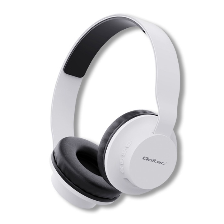 Безжични слушалки Qoltec Loud Wave с микрофон, BT 5.0 JL, White