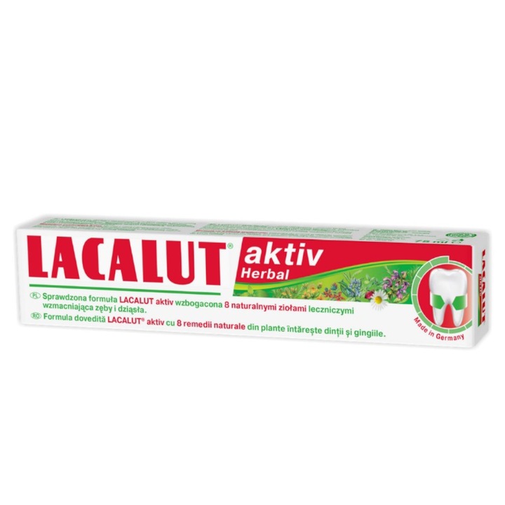 Паста за зъби Lacalut Aktiv Herbal, с лечебни растения, 75 мл
