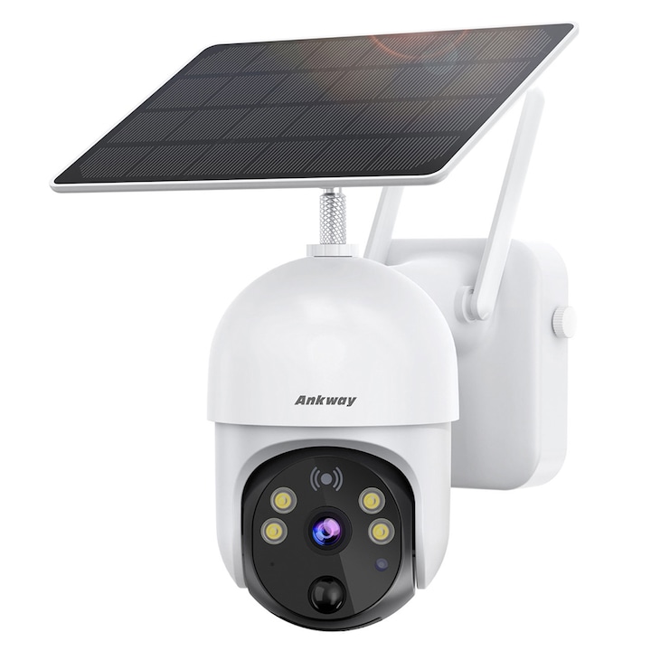 Choetech Ankway ASC002 napelemes kamera, Full HD 1080p, kültéri és beltéri, vízálló, 14400 mAh, fehér