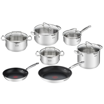 Set 12 piese vase de gatit Tefal Duetto+, otel inoxidabil, inductie
