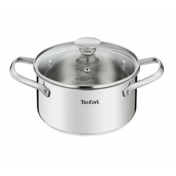 Oala cu capac de sticla Tefal Cook Eat, 18 cm, 2.2L, inductie, otel inoxidabil