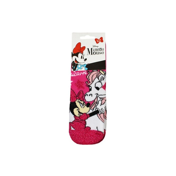 Bolyhos zokni, Minnie, csúszásmentes talppal, Unicorn, sötét rózsaszín, Sötét rózsaszín
