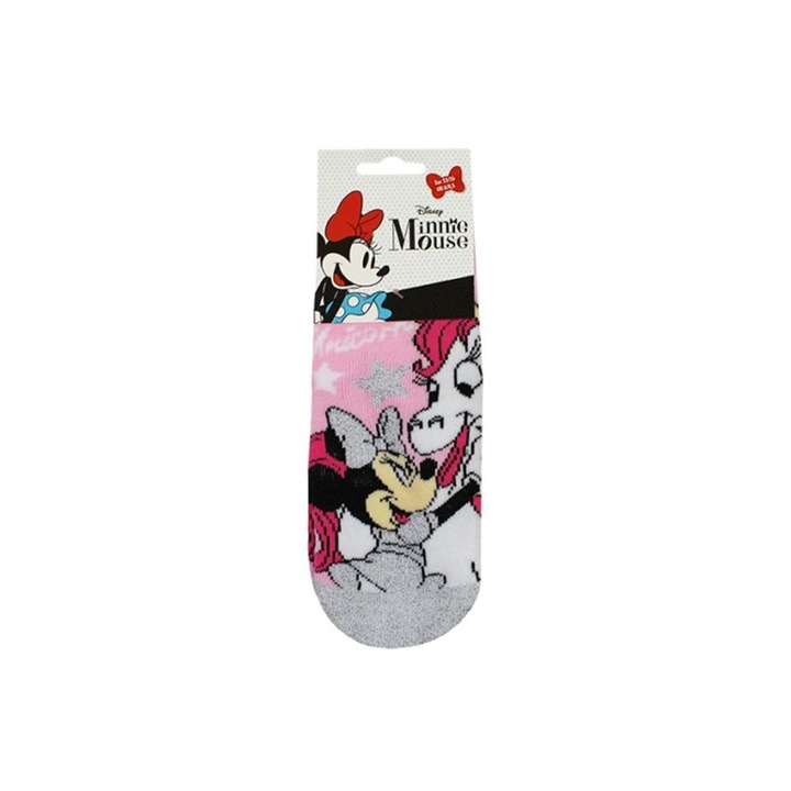 Sosete flausate, Minnie, cu talpa antiderapanta, Unicorn, roz inchis, Roz deschis