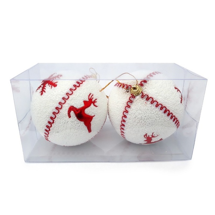 Set format din doua globuri din polistiren, rosu, 20x10 cm