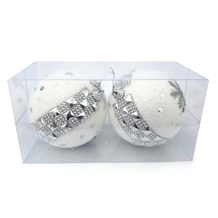 Set format din doua globuri din polistiren, argintiu, 20x10 cm