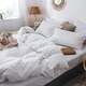 Супер брачно спално бельо с правоъгълна калъфка, Изчистен, подсилен памук, Плътност на материята 120 гр./м2, Бяло, 4 части