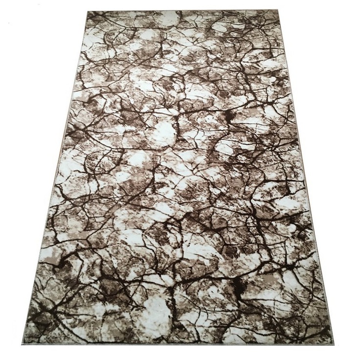 Килим против плъзгане Abstract, Кафяв/Бял, Полиестер, 200 x 300 cm