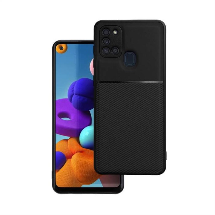 Forcell Noble szilikon + műanyag hátlapvédő telefontok - Samsung Galaxy A21s, Fekete