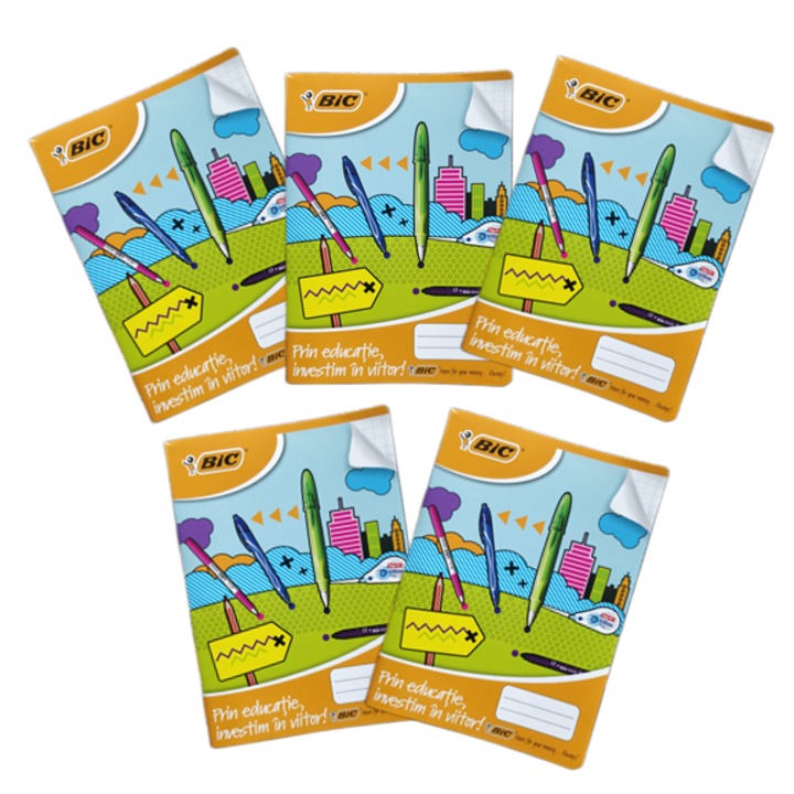 Set Caiet A5, 40 file, matematica, coperta policromie, 5buc