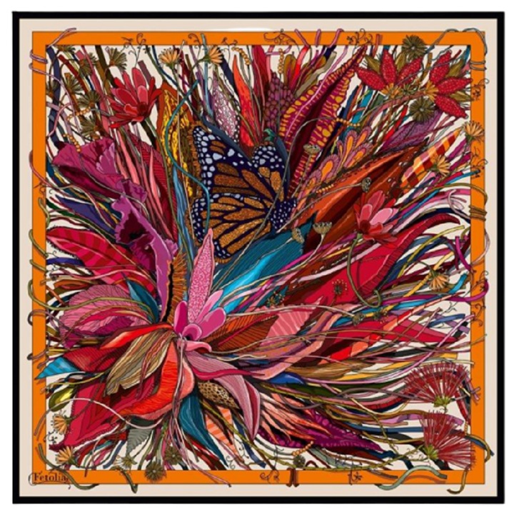 Batic Medusa's Flower, orange, 90 cm x 90 cm