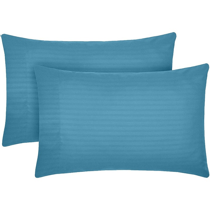 Set 2 huse perna din damasc, densitate 130 g/mp, Turcoaz, 50/70cm
