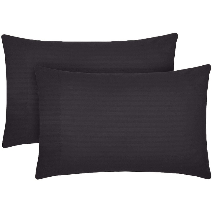 Set 2 huse perna din damasc, densitate 130 g/mp, Negru, 50/70cm