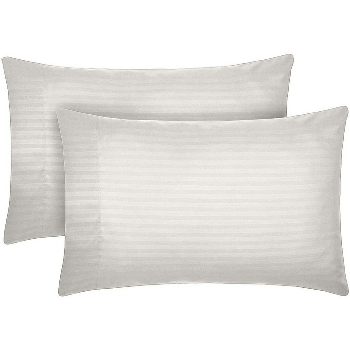 Set 2 huse perna din damasc, densitate 130 g/mp, Crem, 50/70cm