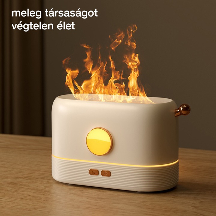 Dollcini, Láng Párásitó, 200 ML párásító, hordozható, zajmentes aroma diffúzor otthoni, irodai vagy jóga illóolaj diffúzor, karácsonyi ajándék, 401103, fehér