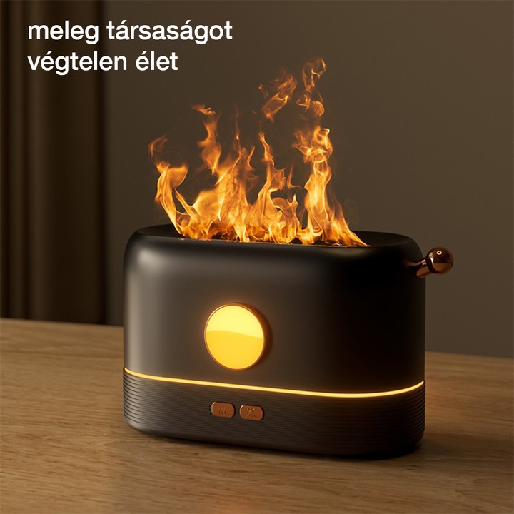 Dollcini, Láng Párásitó, 200 ML párásító, hordozható, zajmentes aroma diffúzor otthoni, irodai vagy jóga illóolaj diffúzor, karácsonyi ajándék, 401102, Fekete