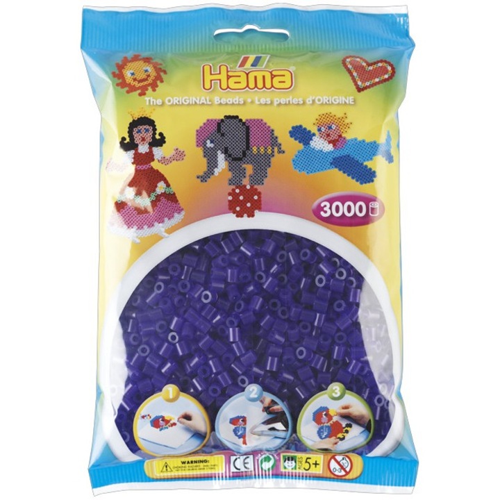 Margele de calcat HAMA MIDI MOV Transparent, 3000 buc in pungulita