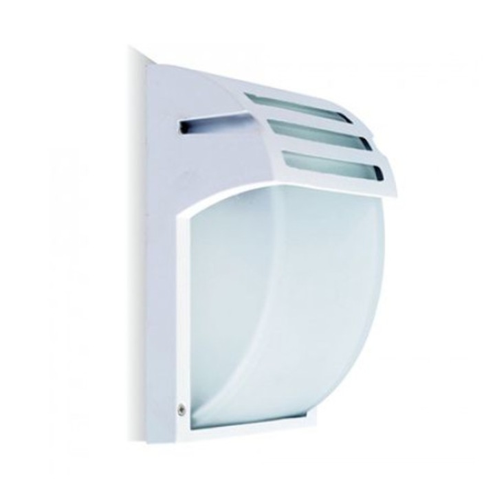 Лампа, Стенна градинска, Е27, Стъкло, Матово бяло