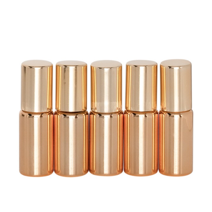 5 üveg kozmetikai tartály készlet illóolajos tekercsben, 10 ml DROPY® UV golden