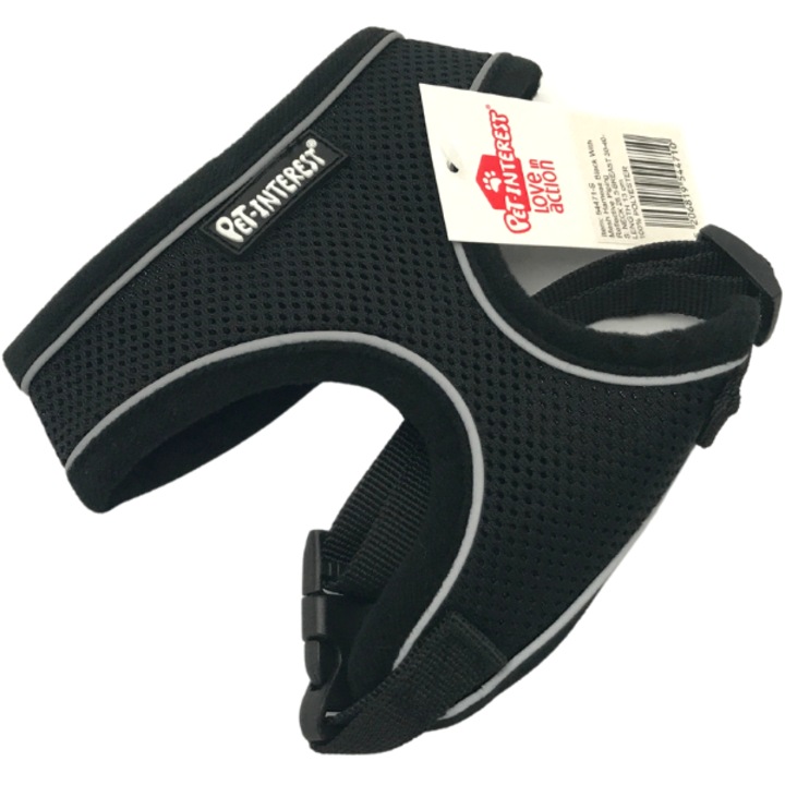 Kutya hám Pet Interest hálós hám fekete fényvisszaverő csővel, fekete, S