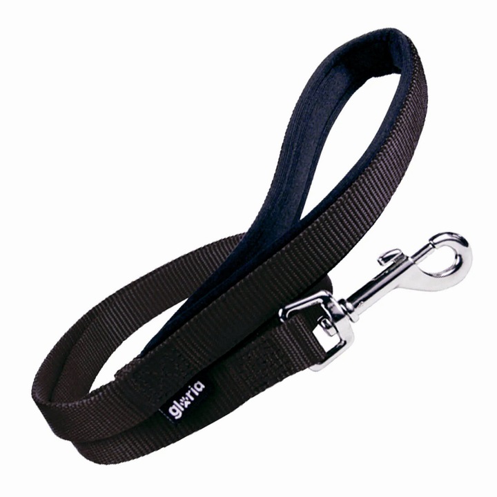 Lesa pentru caini, Gloria, maner Soft Grip, 19 mm x 120 cm, marimea M-L, neagra