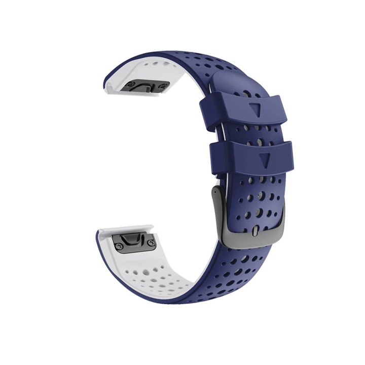 Smart Pulse szilikon aeroszíj Garmin Fenix 7/6/6 Pro, 5, Forerunner 935, 22 mm-es QuickFit, kék/fehér