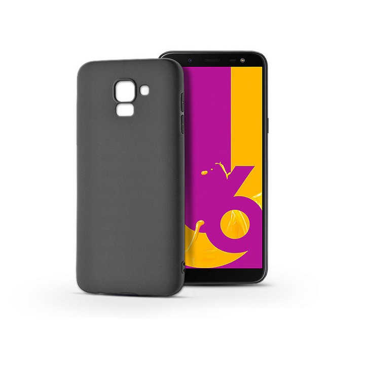 Кейс за телефон Samsung Galaxy J6 (2018), Черен, Пластмасов