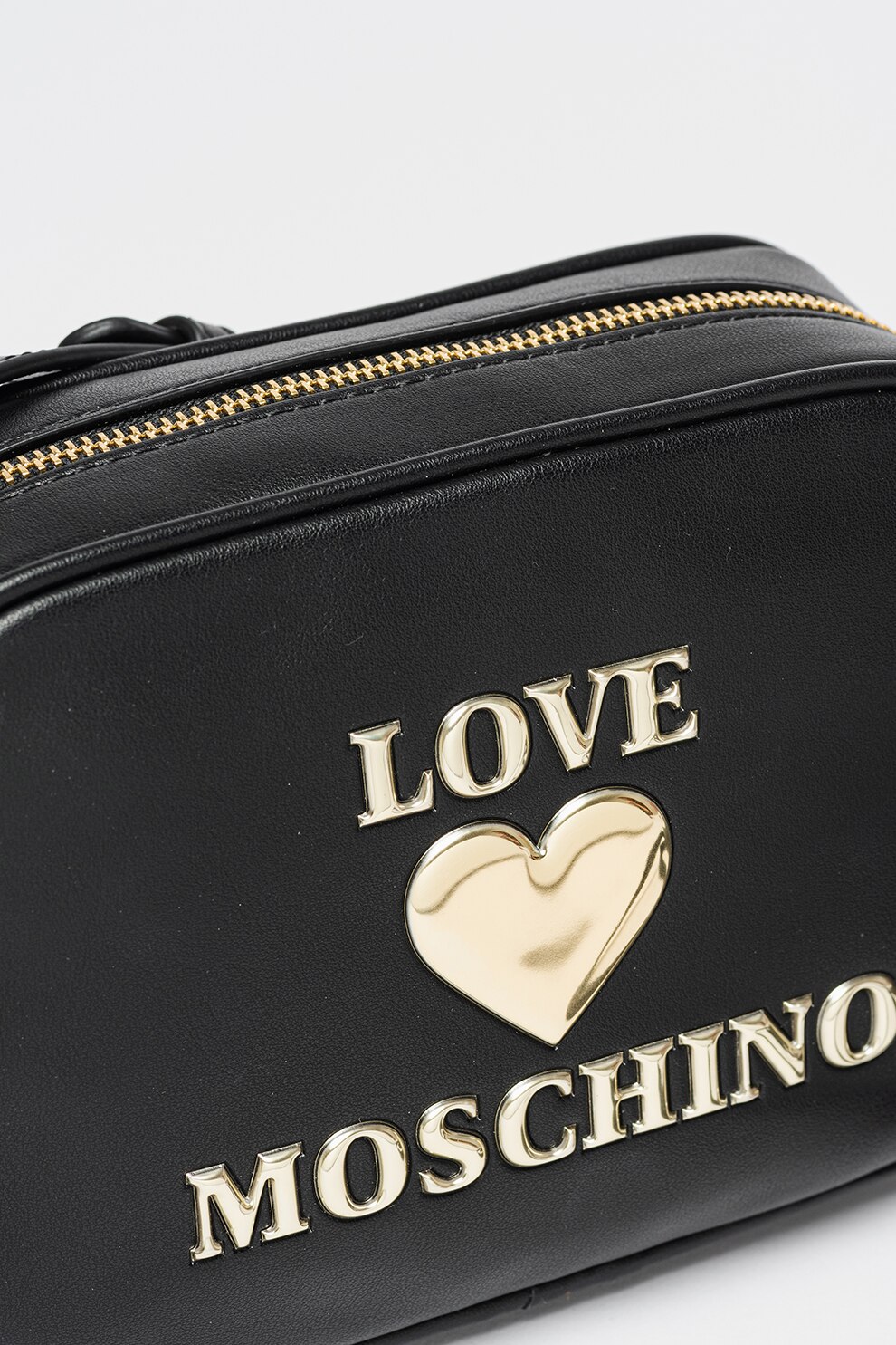 Love Moschino, Geanta crossbody cu logo metalic, Negru eMAG.ro