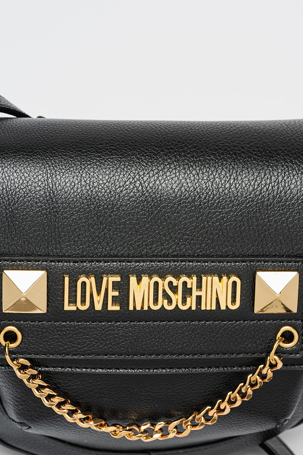 Love Moschino, Geanta crossbody cu detaliu lant, Negru eMAG.ro