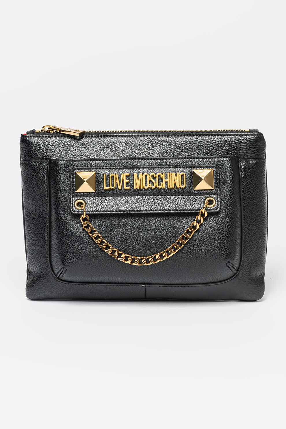 Love Moschino, Geanta plic cu bareta detasabila din lant, Negru eMAG.ro