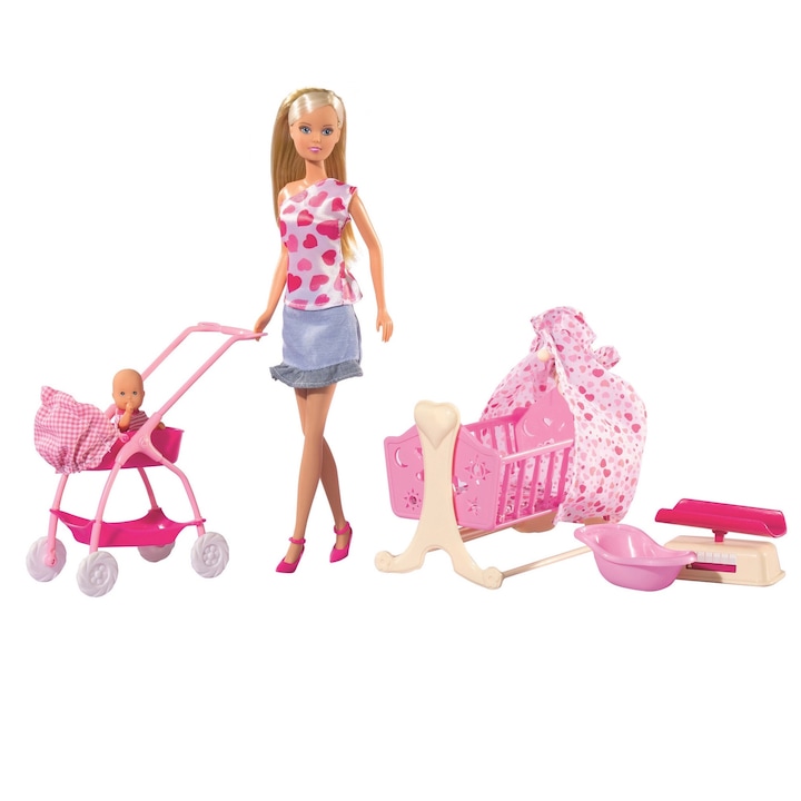 Комплект кукла Steffi Love, С бебе, 18 аксесоари, 3+ години