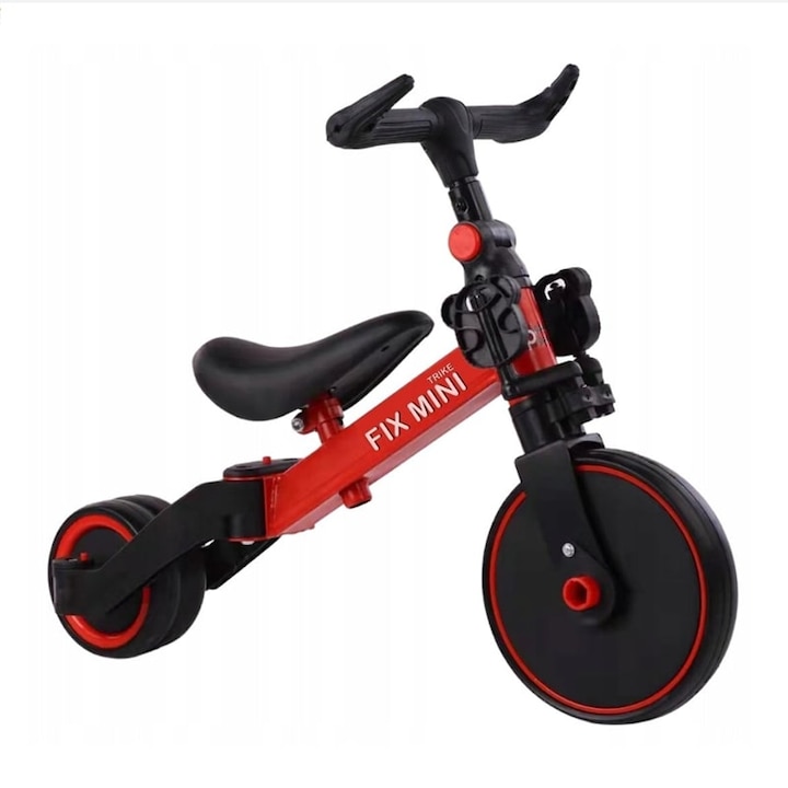 Fix Mini Tricikli, 3 az 1-ben, levehető pedálok, normál vagy lábbal hajtós, piros
