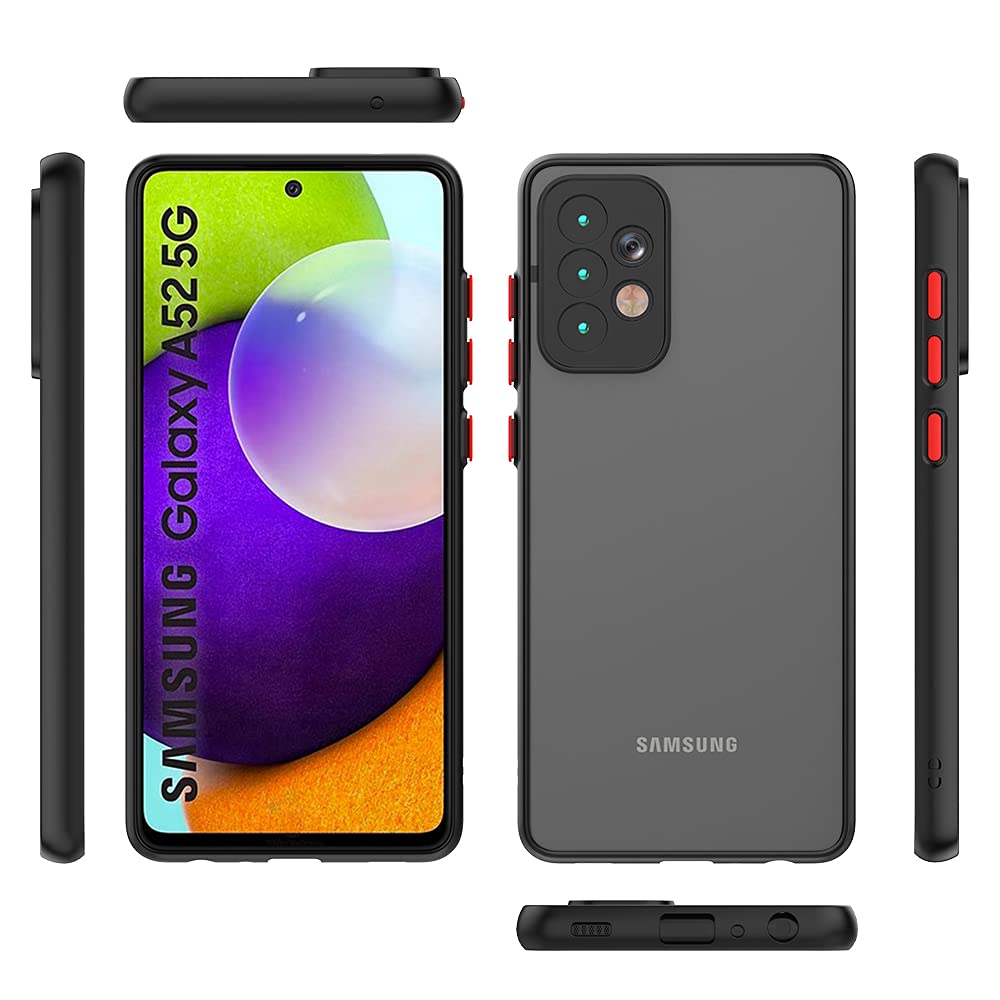 Husa cu protectie la camere si finisaj mat, compatibila cu Samsung Galaxy A52 4G / A52 5G / A52s 5G / Negru