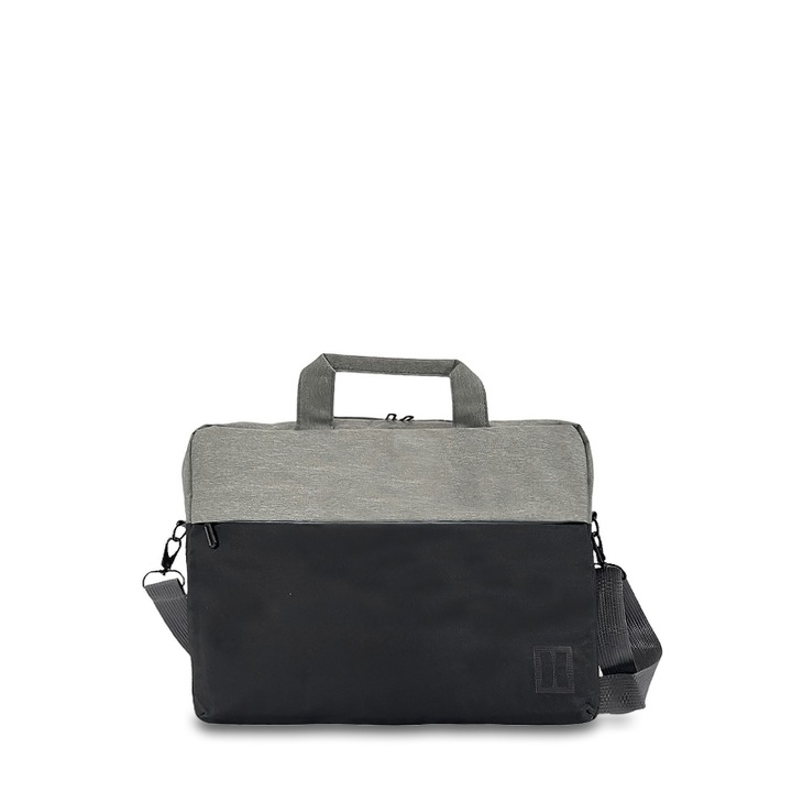 Geanta pentru laptop Hunter, 15.6 inchi, Stil casual, Nylon, Gri, Negru