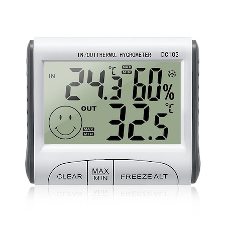 Statie Meteo Interior si Exterior, Digital Series DC103, Termometru, Hidrometru, Senzor Umiditate, Alerta Inghet, Senzor Detasabil Exterior cu fir 1m
