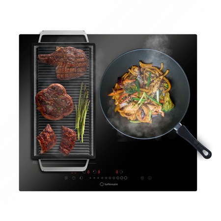 Plita incorporabila Turbionaire Feel 60SB3B1, Inductie, 3 zone de gatit, 1 Zona Bridge Dual Combi, Boost, Timer, Control Tactil si Slider, Senzor Pan, Blocare pentru copii, Sticla neagra, 9 niveluri, 60 cm