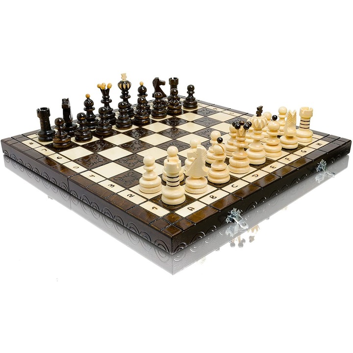 Set de sah Master of Chess, Clasic, 42 x 42 cm, Lemn, Alb, Negru