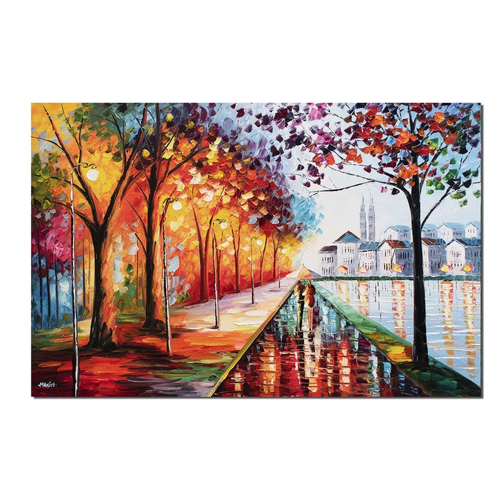 Tablou indragostiti pictat manual gigant, Impreuna pentru totdeauna, 150x100cm ulei pe panza in cutit efect 3D